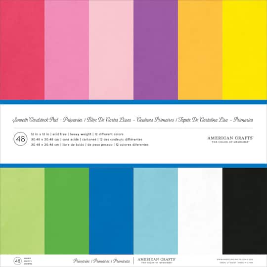 American Crafts™ Primaries 12" x 12" Smooth Cardstock, 48 Sheets | Michaels®